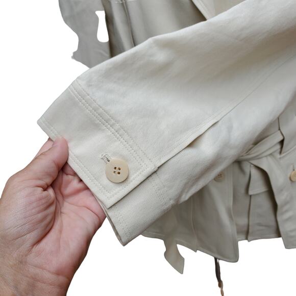 Talbots Linen Blend Beige Cream Off-white Peplum Blazer Jacket Belted Sz 14 - Picture 5 of 9